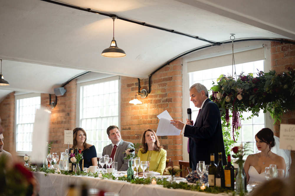 Father of the bride speech in old mill wedding venue derby